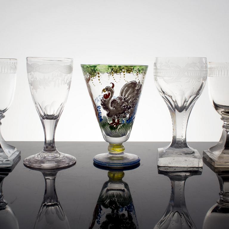 VINGLAS, 13 st, glas, 1700-1800-tal.