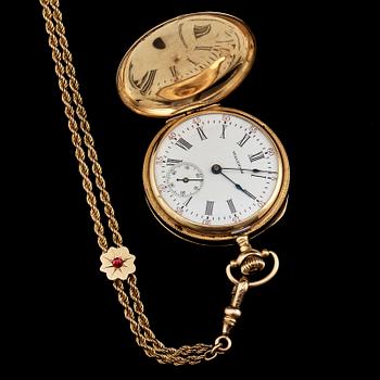 DAMFICKUR, 14k guld, Waltham samt LÄNK, 8k guld. Vikt 45 g.