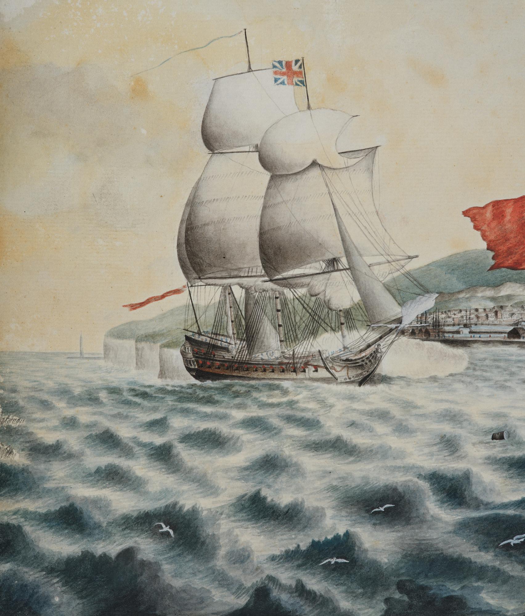 R Freeman, 17th/18th century  The frigate "Dutton" at Dover.