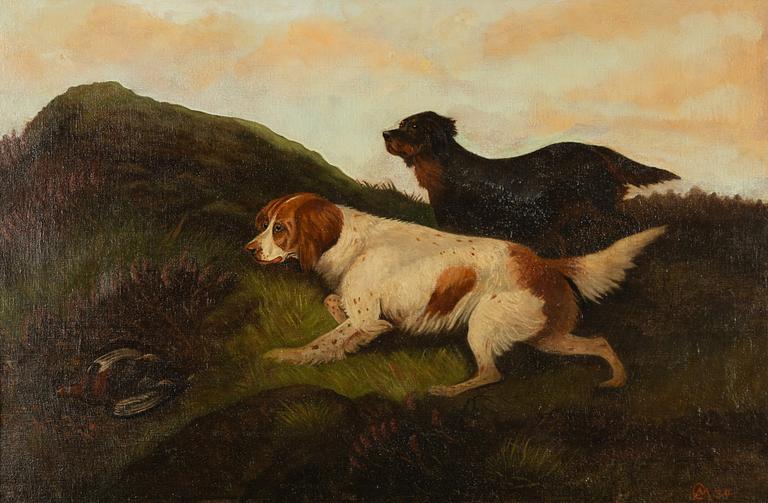 English school, 20th century, Hunting dogs.