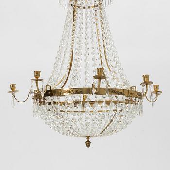 A contemporary Empirestyle chandelier for eight candles.