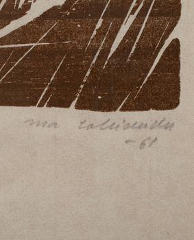 INA COLLIANDER, träsnitt, sign. och dat. -61.