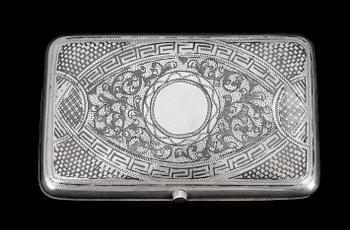 CIGARETTETUI, silver, Trol. Moskva, 1800-talets slut. Ca 118g.