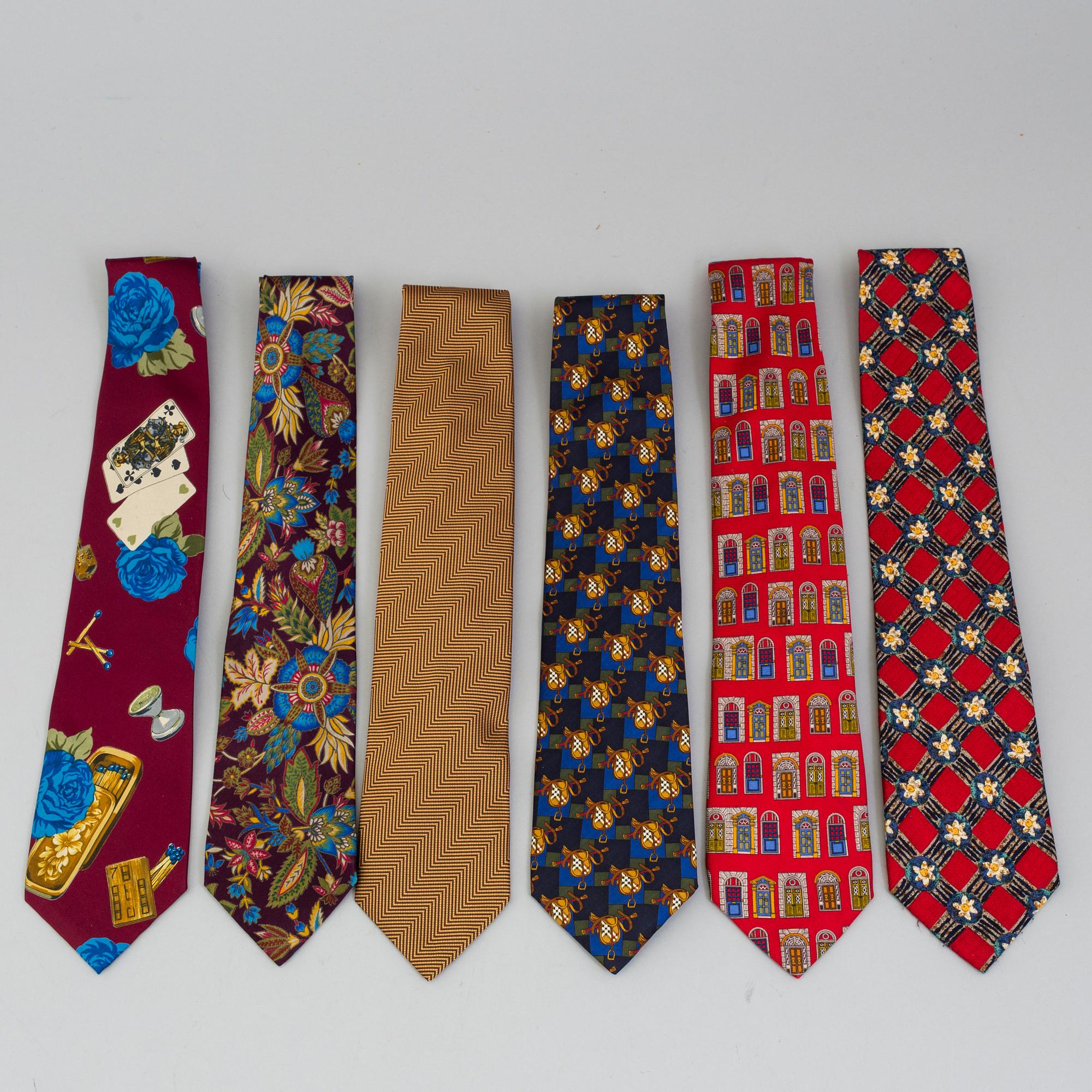 A set of 3+3 silk ties by  KENZO och BURBERRY.