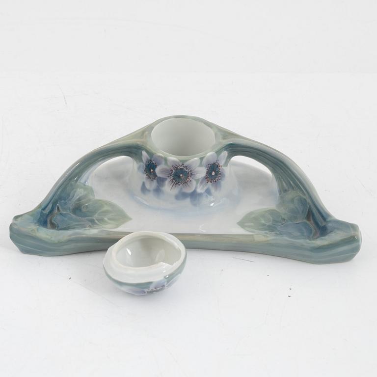 An Art Nouveau porcelain inkwell, Rörstrand, Sweden, early 20th century.