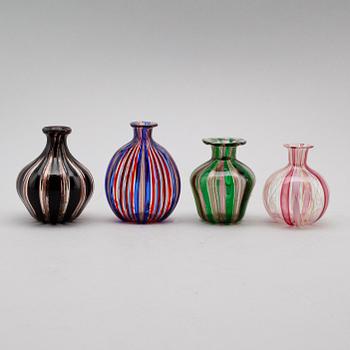 PARFYMFLASKOR, 4 st, glas, Venini, Murano.