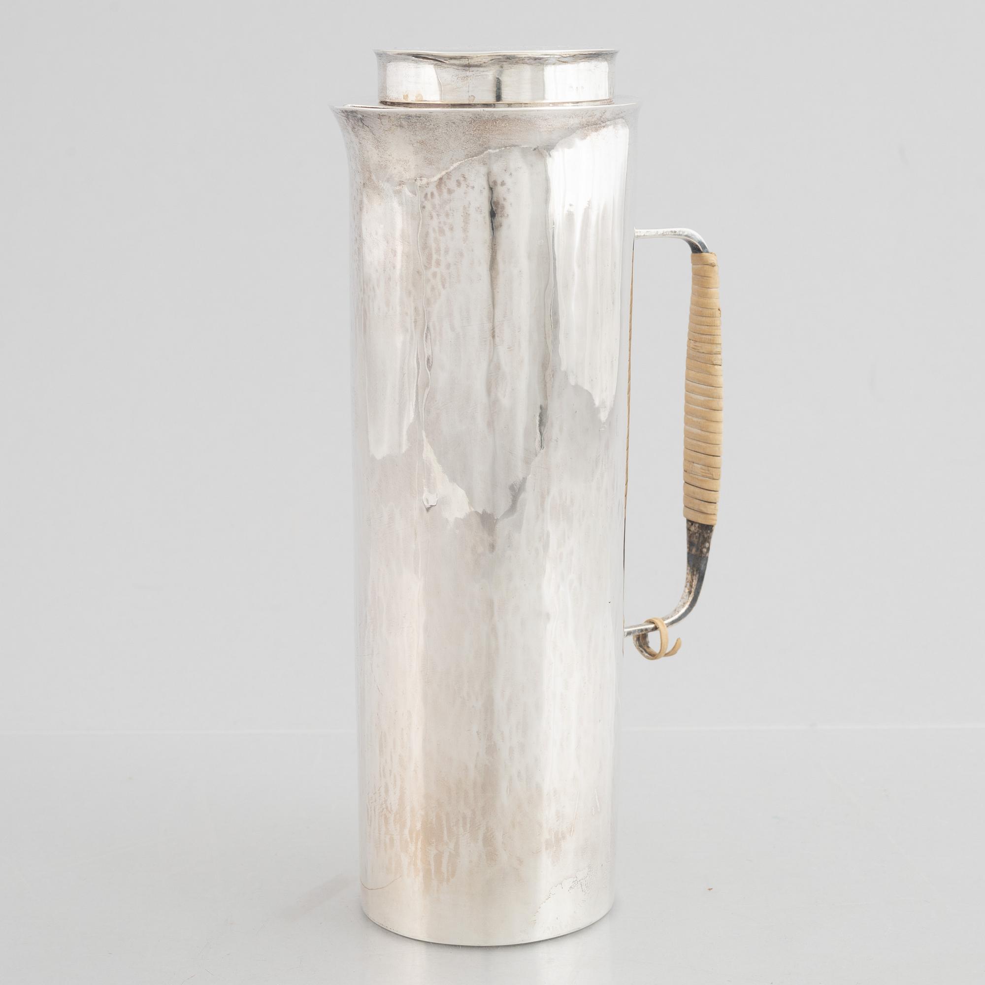 Ove Bohlin Silversmide, a sterling silver pitcher with cover, Stockholm, Sweden, 1963.