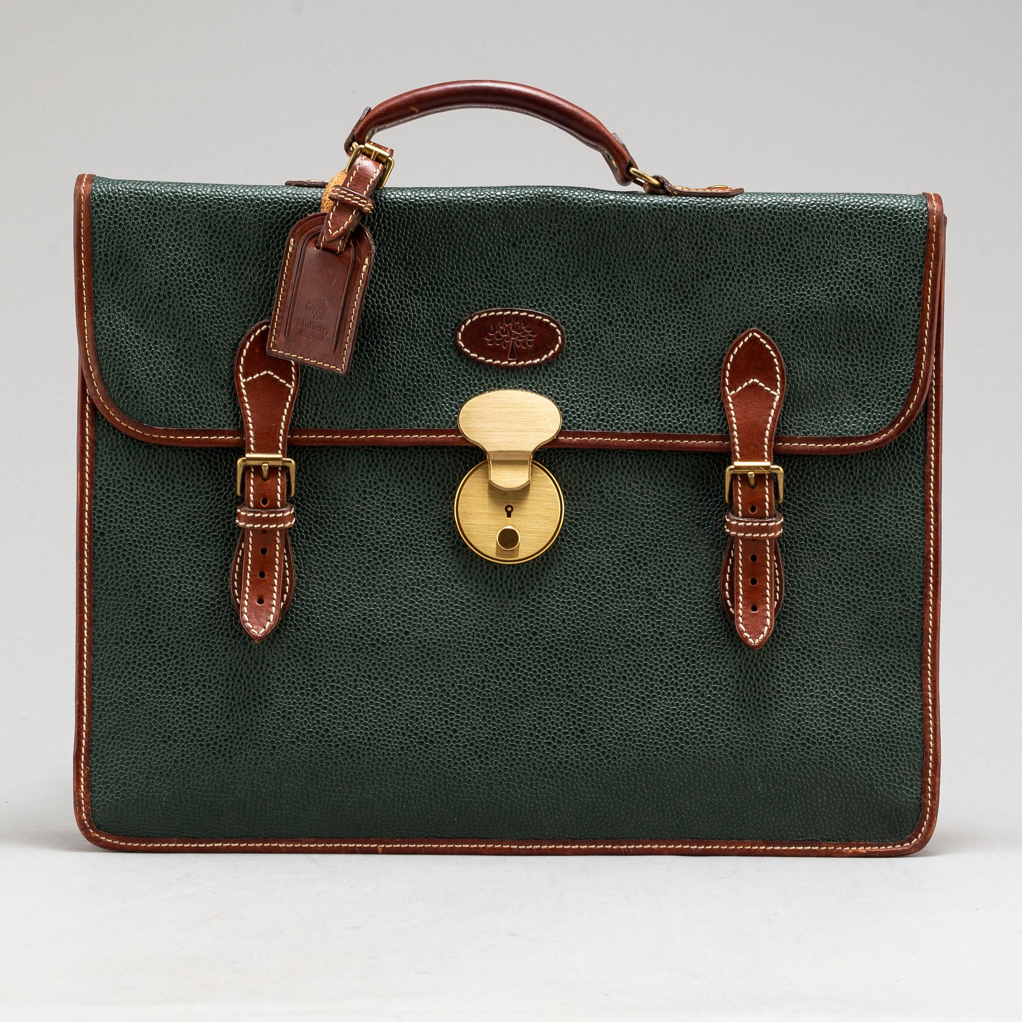 MULBERRY, a Scotchgrain briefcase.