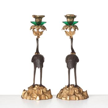 A pair of English candlesticks, mid 19th century.