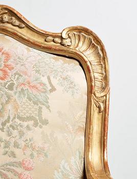 A Swedish Rococo armchair by Olof Höglander (master in Stockholm 1745-65).