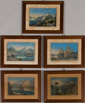 COPPER ENGRAVINGS, 5 pieces, 19th century, Germany.