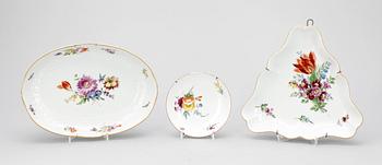 PARTI PORSLIN, 3 delar, Meissen, 1700 resp 1800/1900-tal.