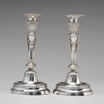 A pair of Swedish 18th century silver candlesticks, mark of Olof Yttraeus, Uppsala 1785.