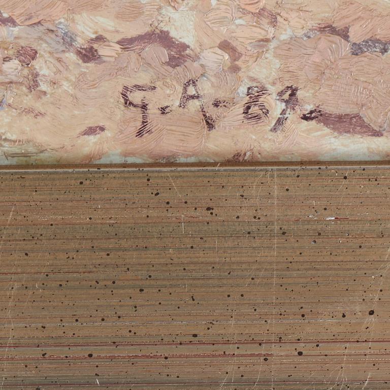 GUSTAF ANKARCRONA, olja på pannå, sigenrad och daterad 1889.