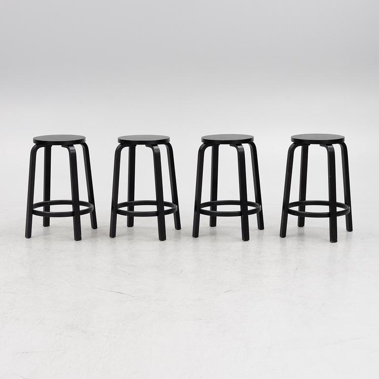 A set of four bar stools, model 64, Artek, Finland 2012 and 2013.