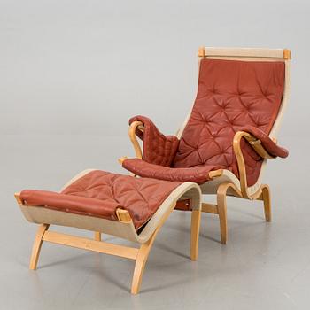 Armchair with foot stool, "Pernilla", Bruno Mathsson,