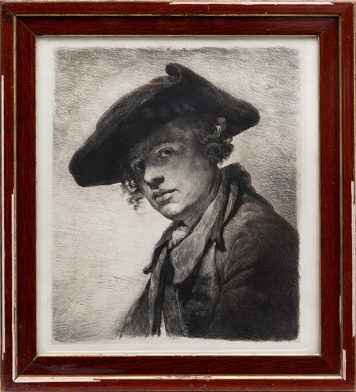 JEAN BAPTISTE GREUZE, efter, etsning, 1900-talets början.