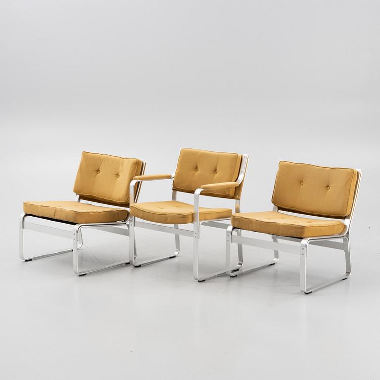 Karl Erik Ekselius, a set of three armchairs, JOC Vetlanda, 1960's/70's.