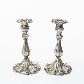 Carl Nyström, pair of silver candelsticks, Stockholm, 1850.