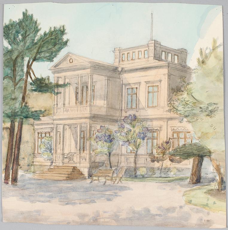 HARALD FALKMAN, ARKITEKTURRITNINGAR, ca 20 st samt, AKADEMITECKNINGAR, 4 ST, sign, dat tidigt 1900-tal.