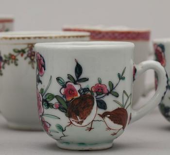 KOPPAR, åtta stycken, kompaniporslin. Qing dynastin, Qianlong (1736-95).