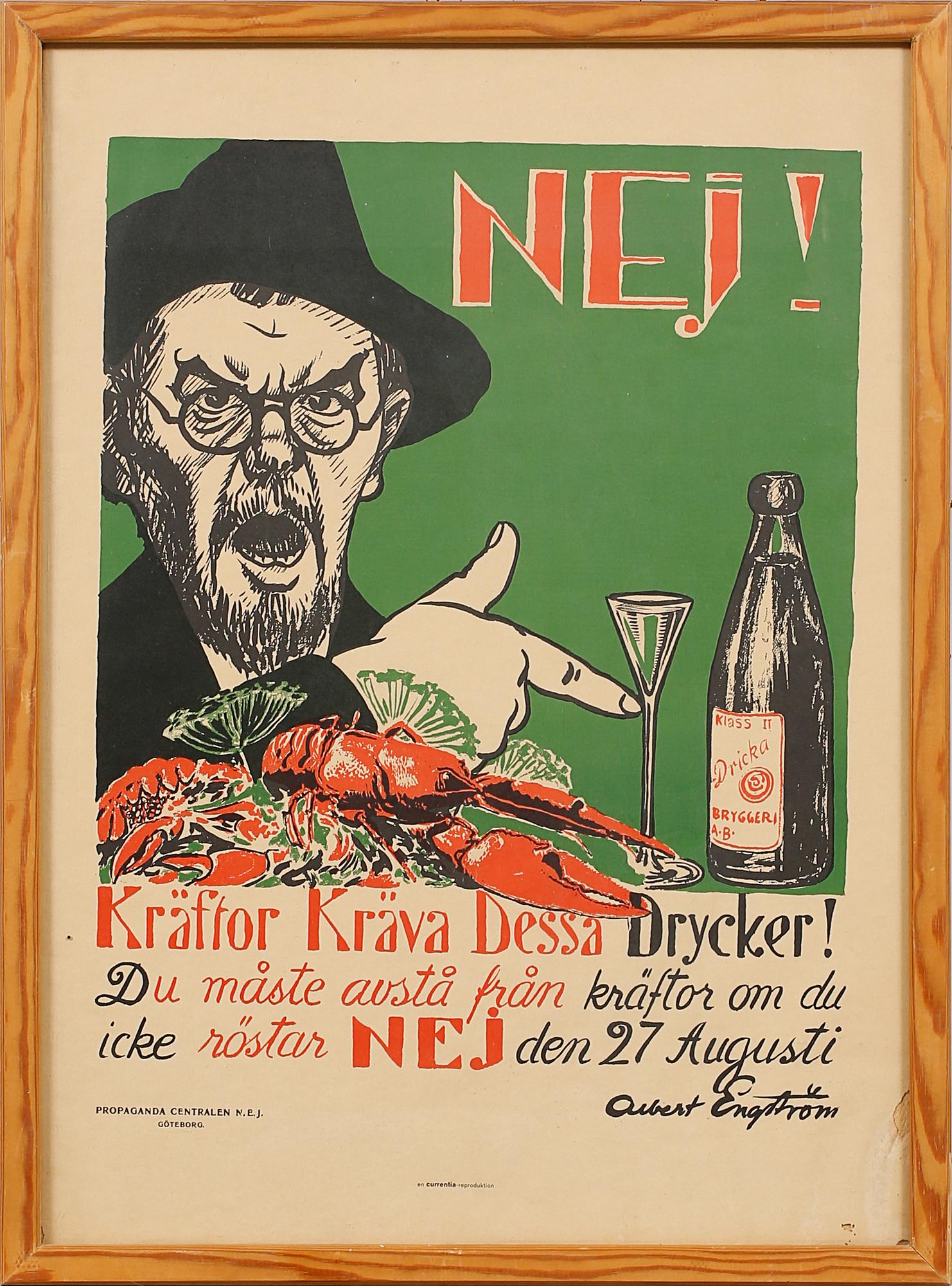 ALBERT ENGSTRÖM, efter, affisch, 1900-talets fjärde kvartal. Flaska medföljer.