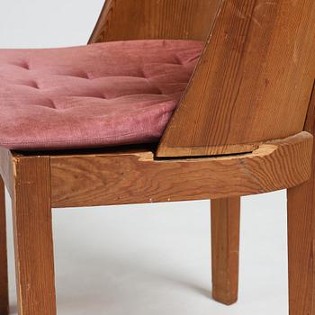 Axel Einar Hjorth, a stained pine low back "Lovö" chair, Nordiska Kompaniet, Sweden 1930's.