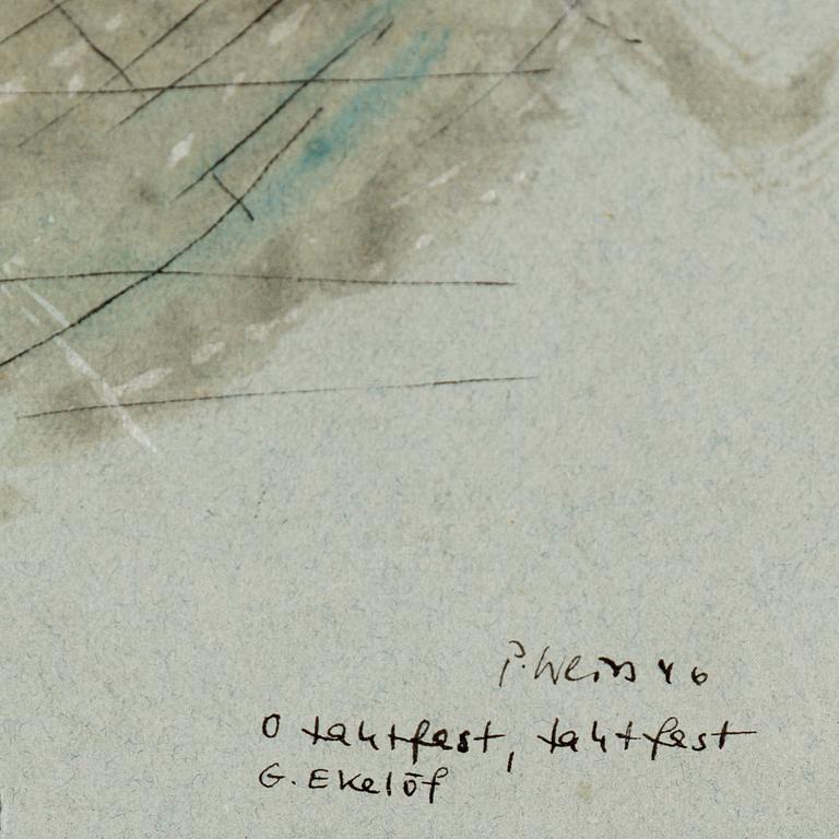 PETER WEISS, mixed media on paper, signed and dated 46.