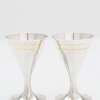 Pekka Piekäinen, two pairs of beakers, silver and gilded silver, 1979 and 1992.