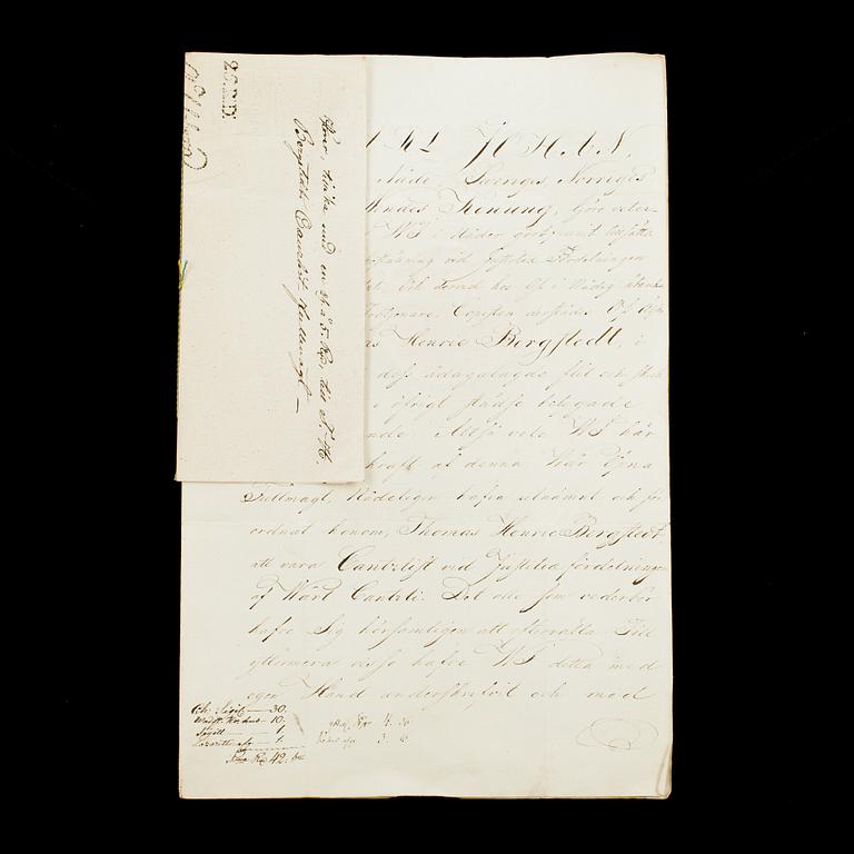 KUNGLIG AUTOGRAF, Konung Karl XIV Johan av Sverige-Norge, dat 1826.