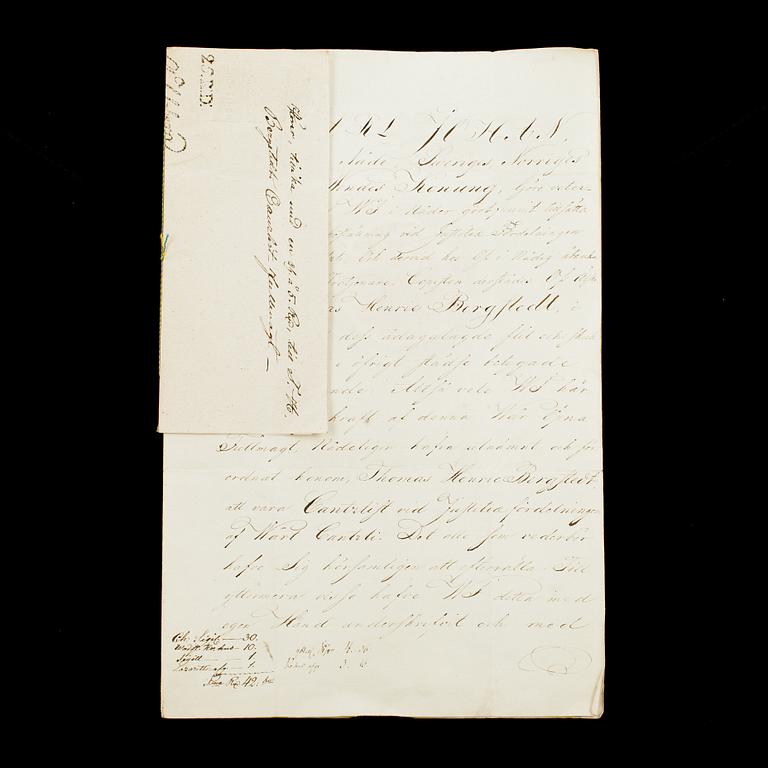 KUNGLIG AUTOGRAF, Konung Karl XIV Johan av Sverige-Norge, dat 1826.