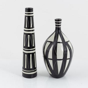 Karin Björquist, vases, 2 pcs, "Diagonal", Gustavsberg studio.