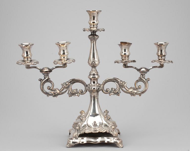 LJUSSTAKE, nysilver. W. Pettersson Åbo, början av 1900-talet.