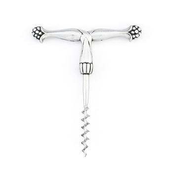 Georg Jensen, an 830/1000 silver corkscrew, Copenhagen ca 1915-1919, Swedish import marks GAB F, design nr 89 (blurred).