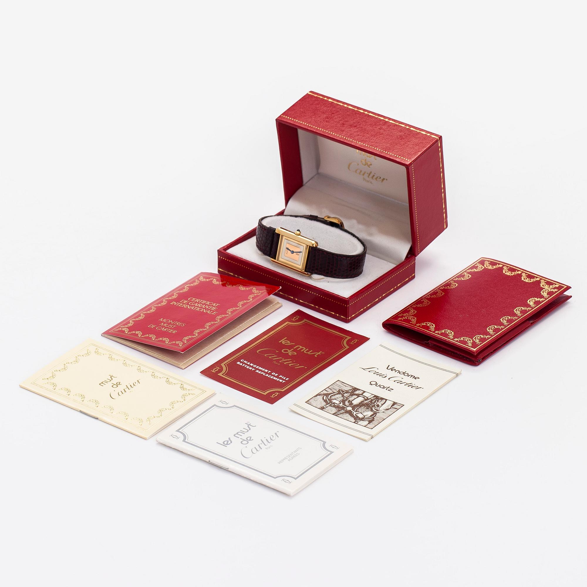 Cartier, must de Cartier, Tank, "Trinity Dial", armbandsur, 20,5 x 20 (28) mm.