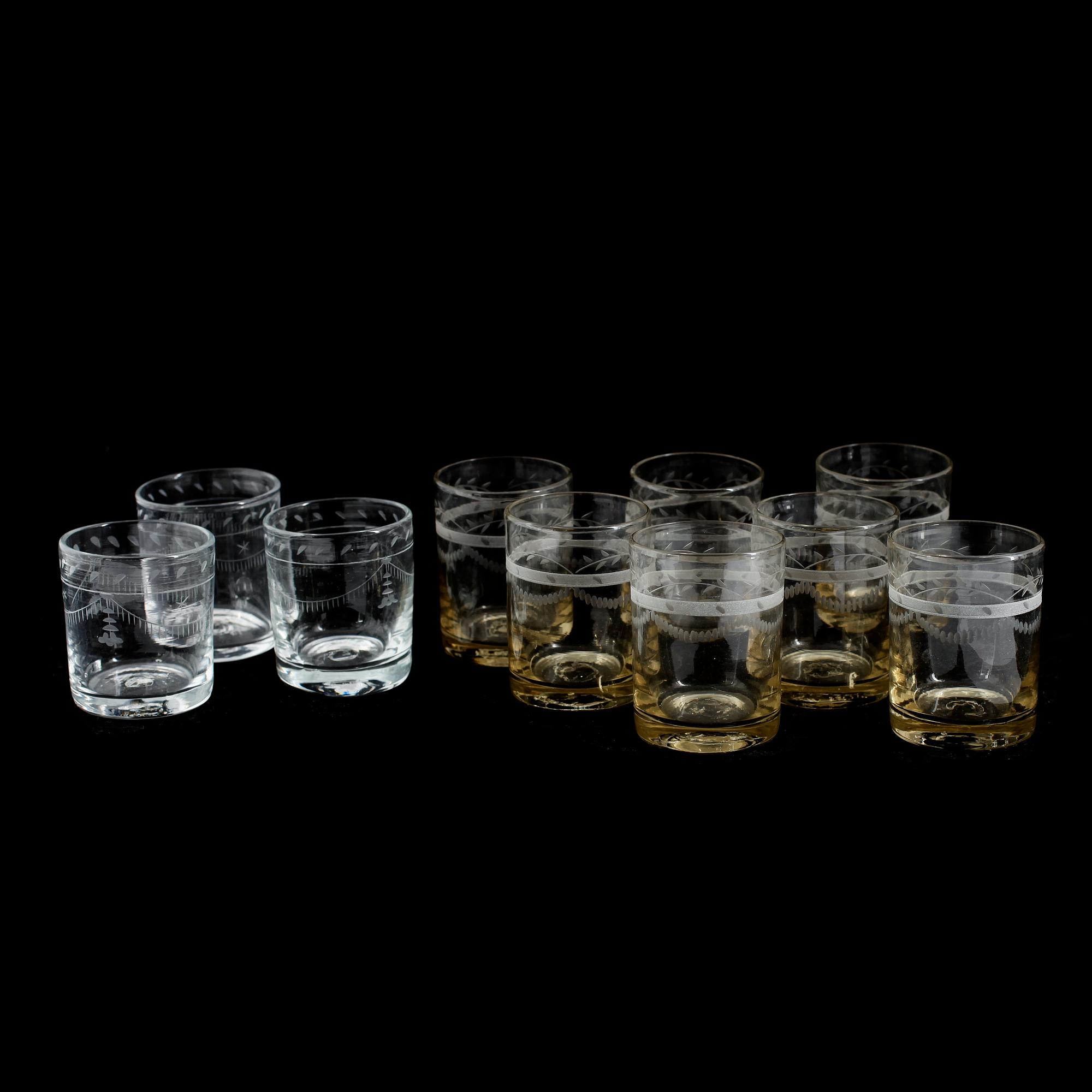 WHISKYGLAS, 10 st (7+3), 1900-talets första hälft.
