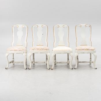 Chairs, 4 pcs, probably Bergslagen, mid-18th century, Late Baroque.