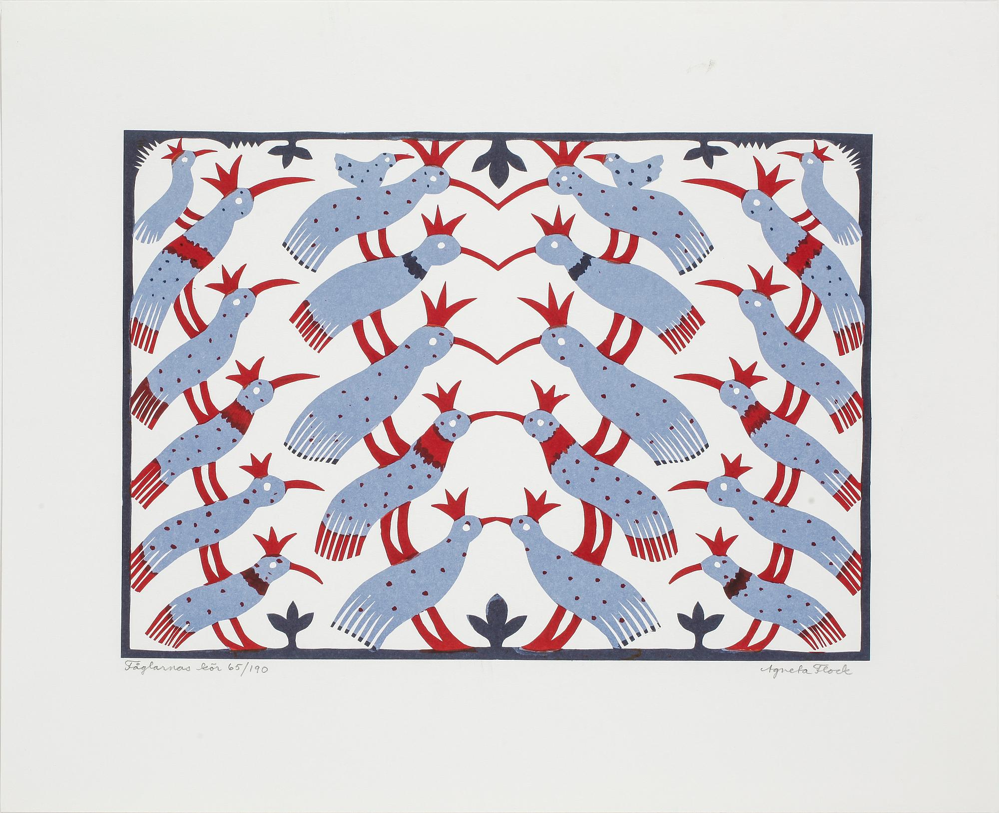 AGNETA FLOCK, färglitografi, signerad, numrerad 65/190.