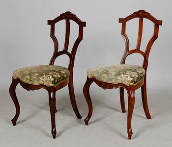 SALONGSMÖBEL, 6 delar, nyrokoko, sent 1800-tal.