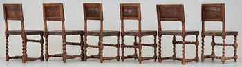 STOLAR, 6 st, barockstil, 1800-tal.