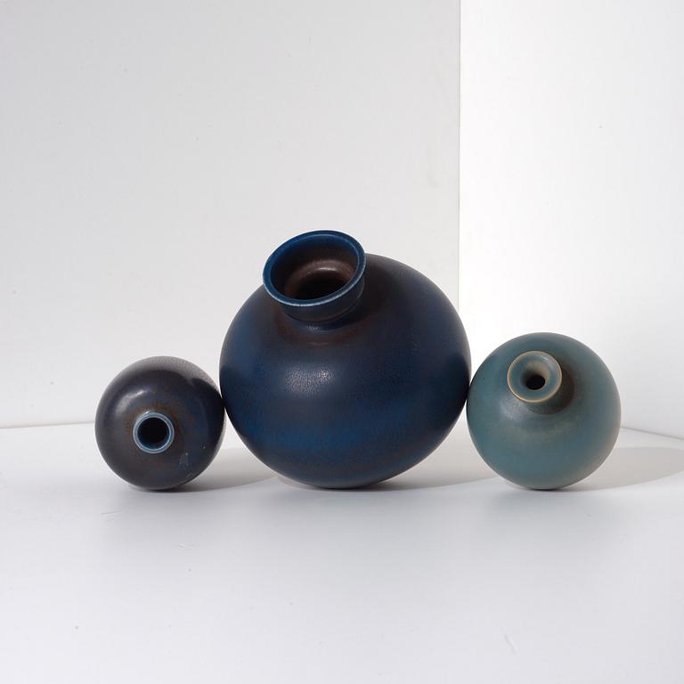 Berndt Friberg, vaser, 3 st, Gustavsberg studio 1967,-69,-72.