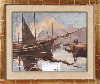 OKÄND KONSTNÄR. Olja på pannå, sign H Scholz. 1900-talets första hälft.