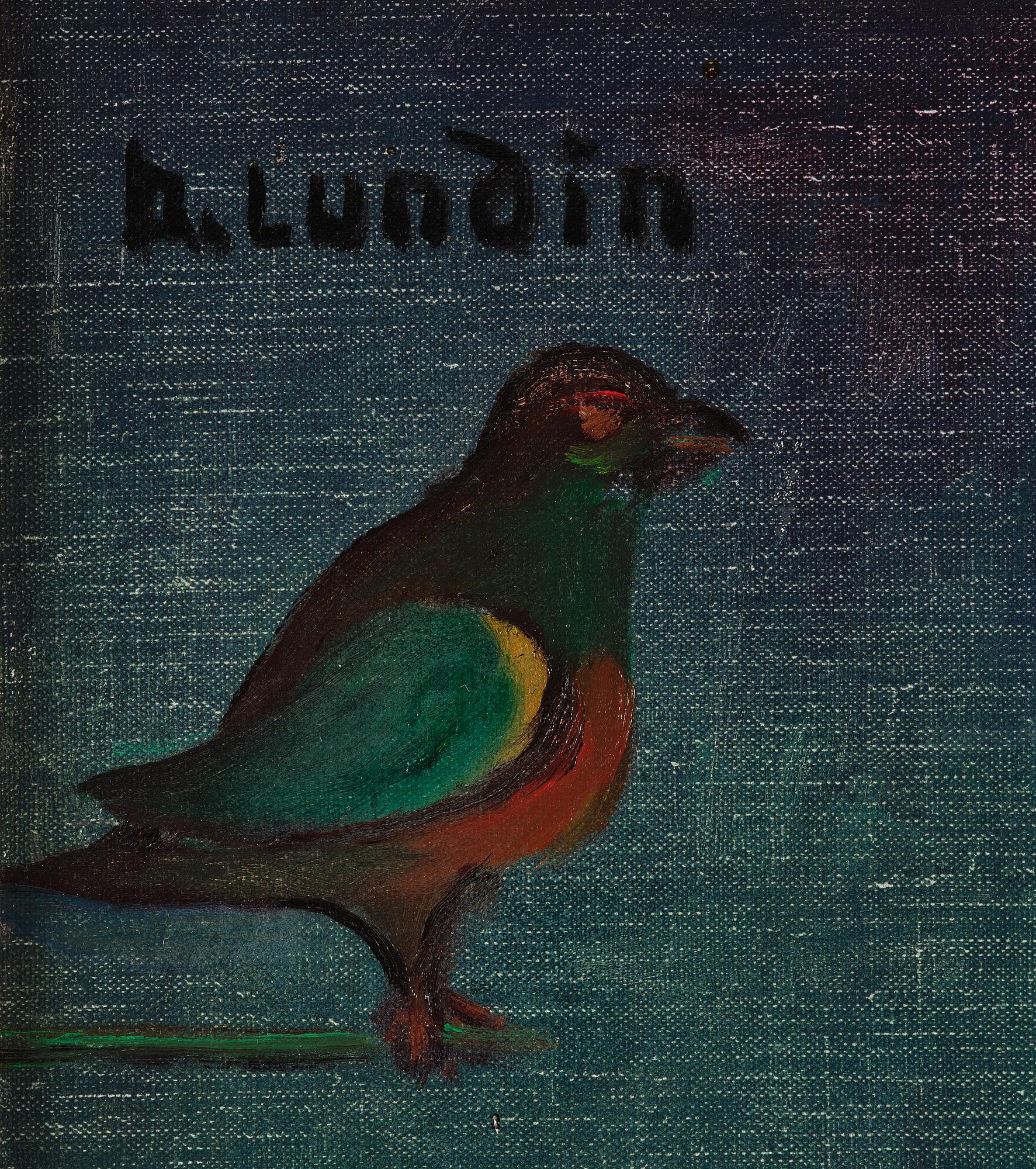 Alvar Lundin, "Flicka med katt och fågel".