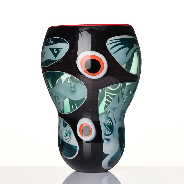 Peter Hermansson, a graal glass vase, blown by Micke Johansson, Örsjö, 2012.