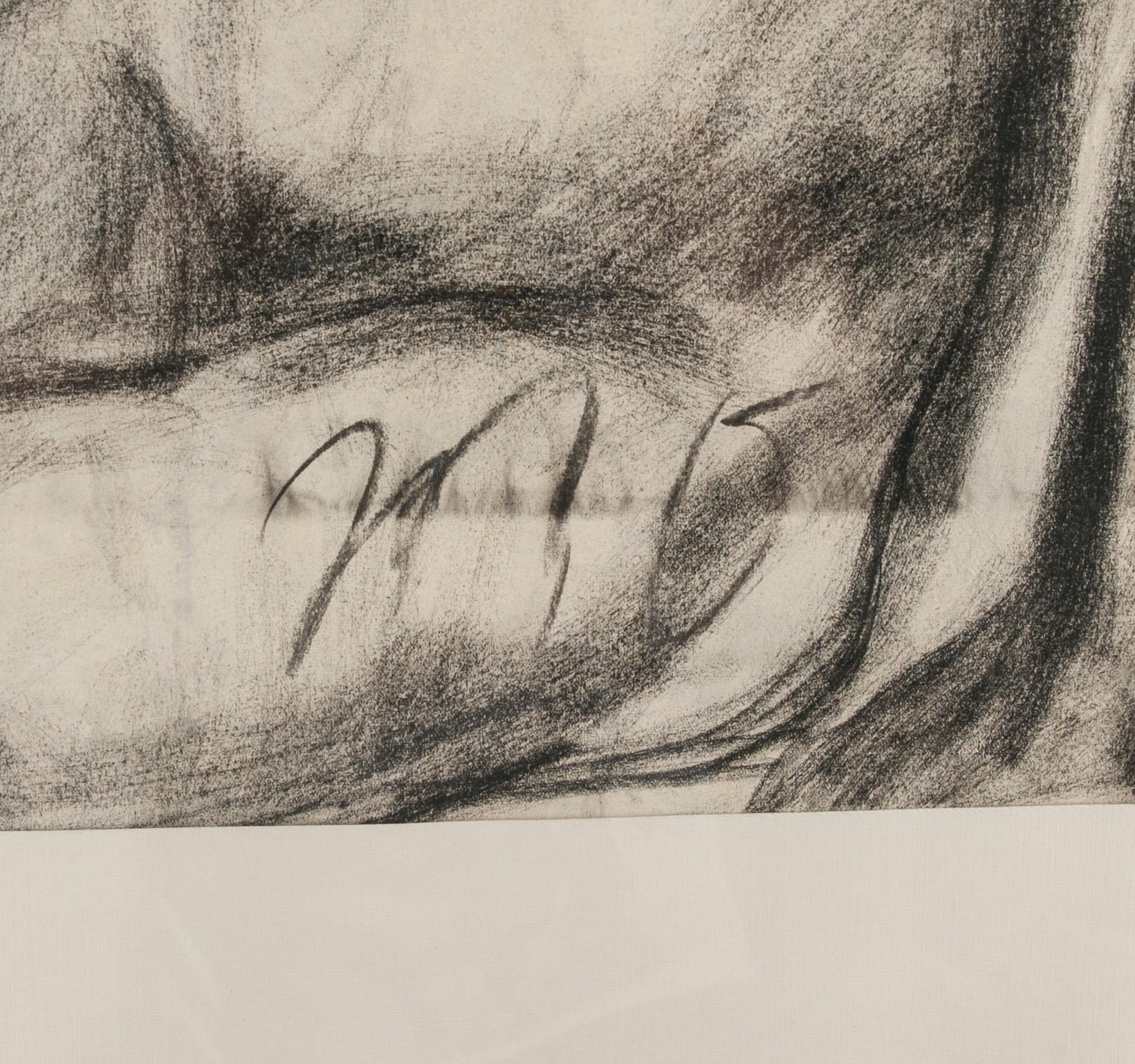 MIKKO OINONEN, kolteckning på papper, signerad, 1900-talets första hälft.