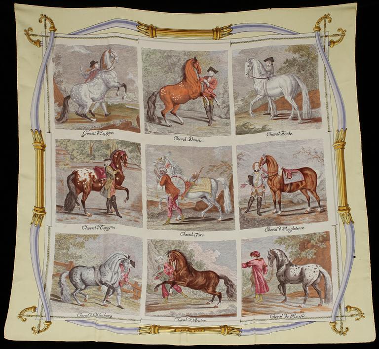 SCARF, siden, "Les chevaux du monde", Hermès, Paris. 1900-tal.