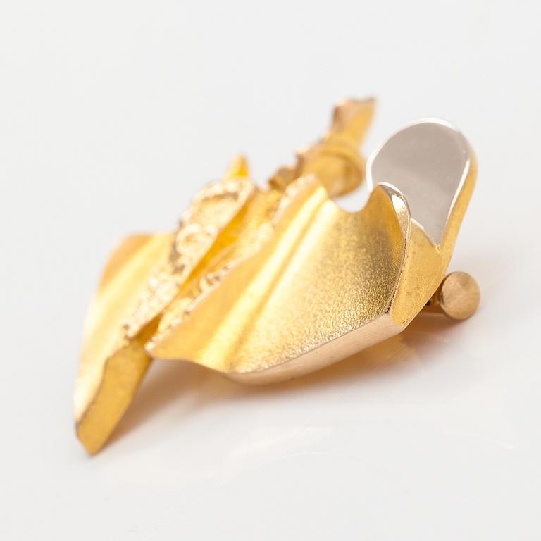 Björn Weckström, A 14K gold and platinum brooch "Lotus". Lapponia 1987.