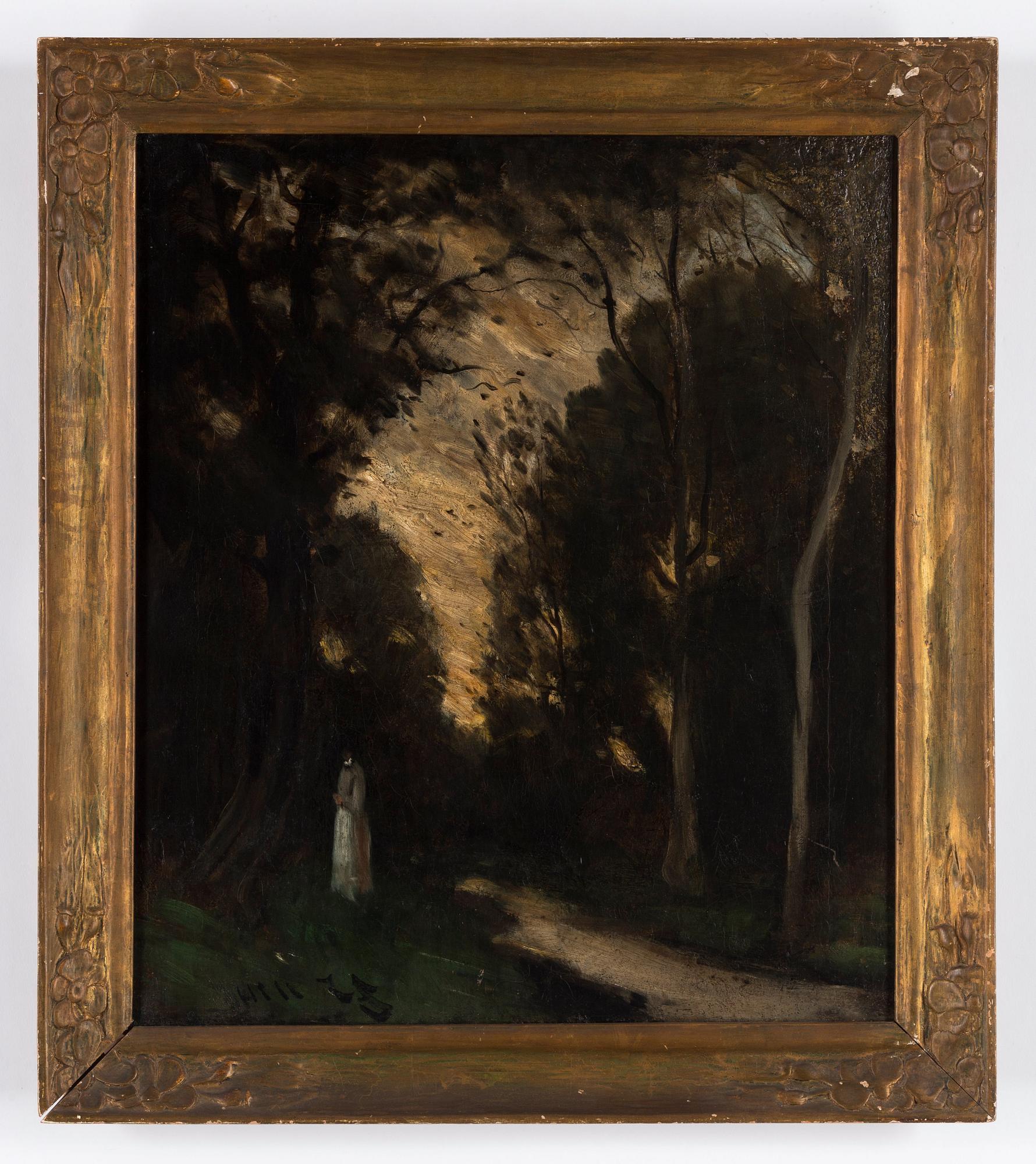 Carl Fredrik Hill, "Aftonstämning med vit figur" (Evening atmosphere with a White-clad Figure).