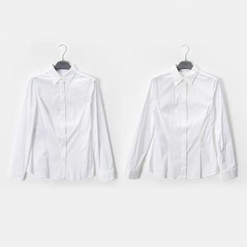 Prada, two white shirts, size 38.