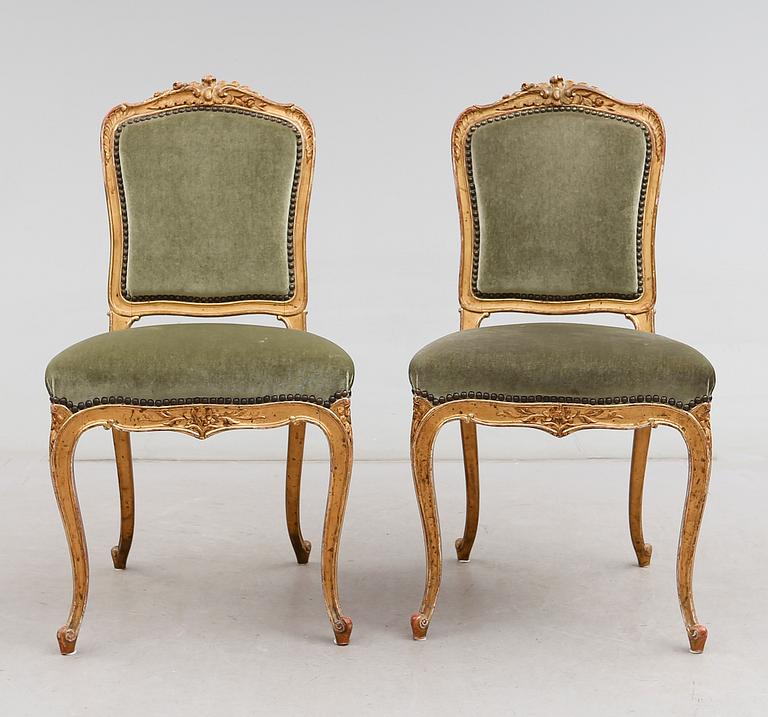 STOLAR, 1 par, rokokostil, omkring år 1900.